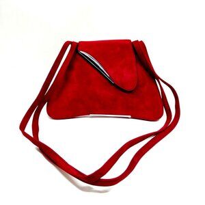 Authentic Loewe Shoulder Bag Bordeaux Suede Leather